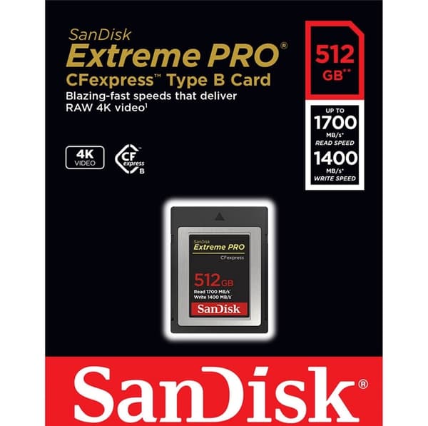SANDISK Cfexpress Extreme PRO 512GB 1700MB/s 1400MB/s