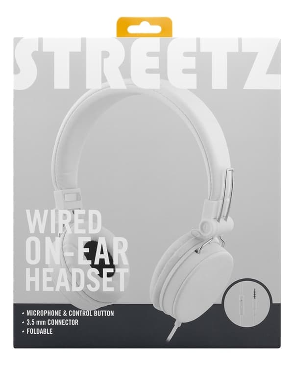 Streetz hodesett for smarttelefon, mikrofon, 1-knapp, 1,5 m, hvit