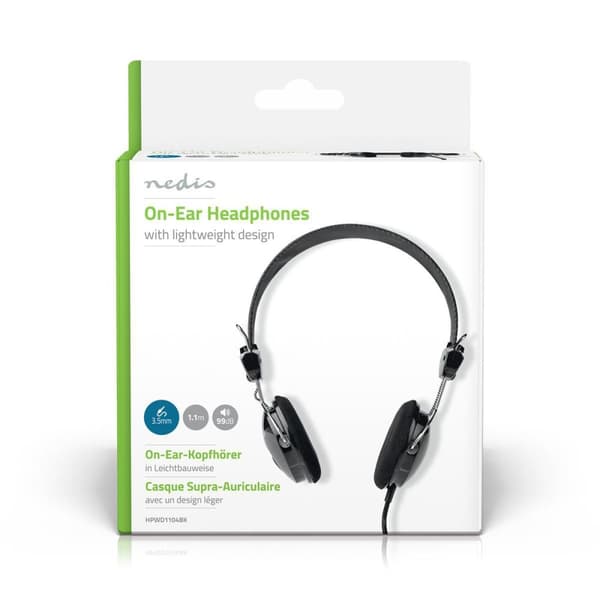 Nedis Kablede On-Ear Hovedtelefoner | 3.5 mm | Kabellængde: 1.10 m | Sort