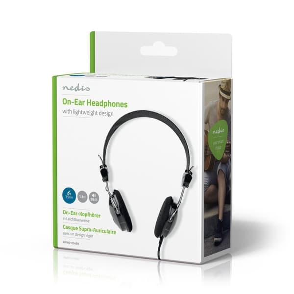 Nedis Kablede On-Ear Hovedtelefoner | 3.5 mm | Kabellængde: 1.10 m | Sort