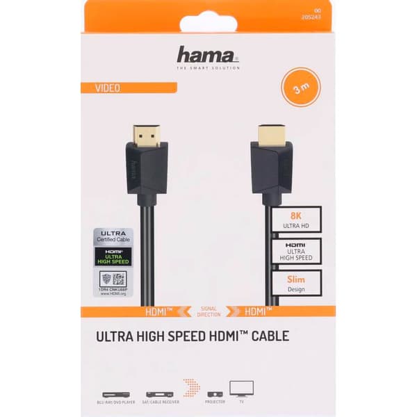 Hama Cable HDMI Ultra High Speed 8K 48Gbit/s 3.0m Gold