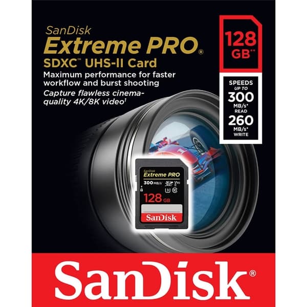 SanDisk SDXC Extreme Pro 128GB 300MB/s UHS-II V90