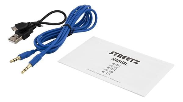 STREETZ Foldable on-ear BT headset, 3.5 mm, blue