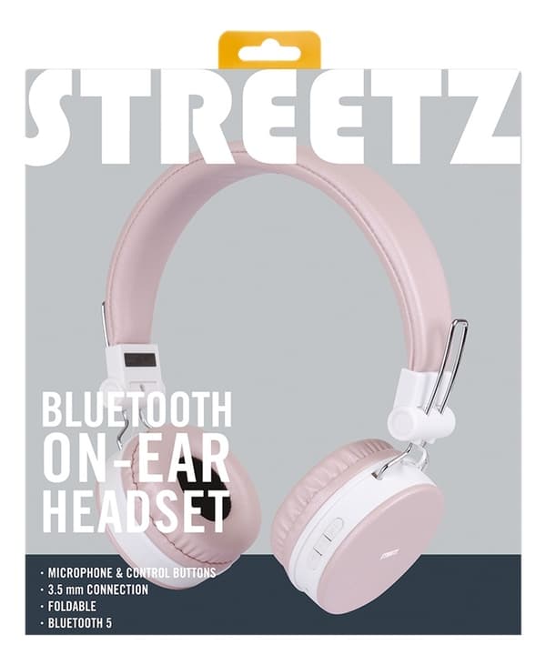 STREETZ BT-kuulokemikrofoni, kokoon taittuva, on-ear, 3,5mm, vaal.pun.