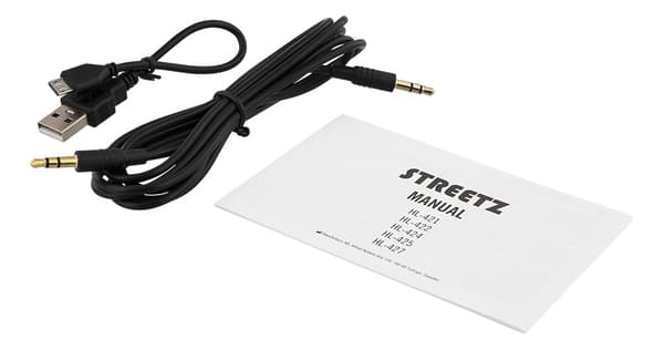 STREETZ Vikbart on-ear BT headset, 3.5 mm, svart