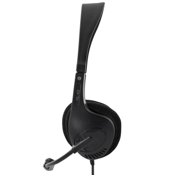 DELTACO headset, volumenkontrol på kablet, 2 x 3,5 mm, 2,5 m kabe