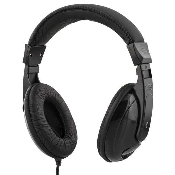 DELTACO høretelefoner, volumekontrol, 2,5m kabel, sort