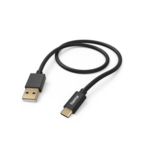 Hama Ladekabel Stof USB-A - USB-C 1,5 M Nylon Sort
