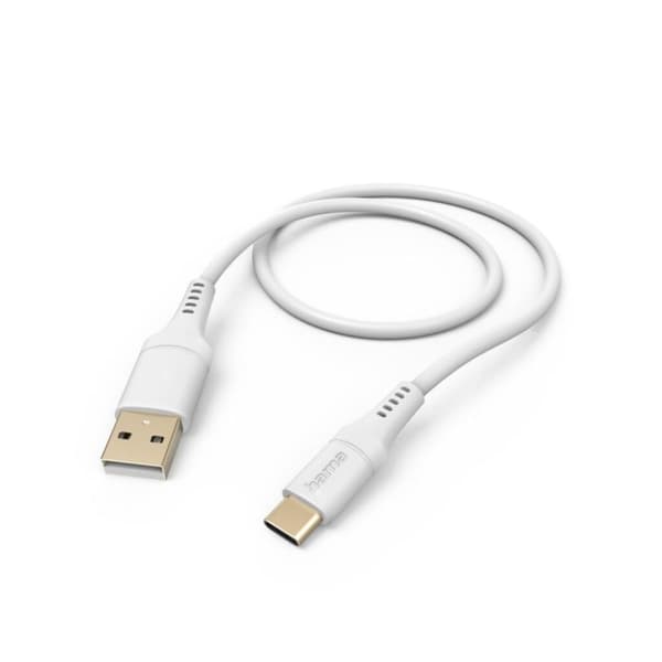 Hama Ladekabel Fleksibel USB-A - USB-C 1,5 M Silikone Hvid