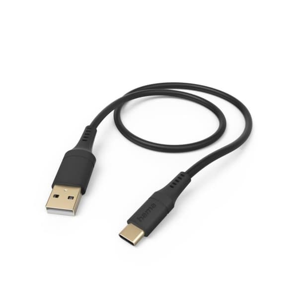 Hama Ladekabel Fleksibel USB-A - USB-C 1,5 M Silikone Sort