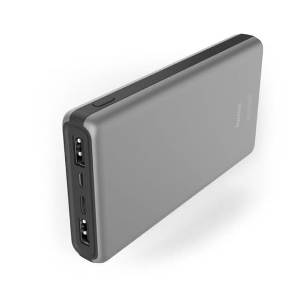 Hama Power Pack ALU15HD 15000mAh 3 udgange: 1x USB-C 2x USB-A Sølv Sølv
