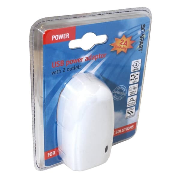 Scanpart Usb 220v Adapt Wt Dubb 5v-2.1a Hvid