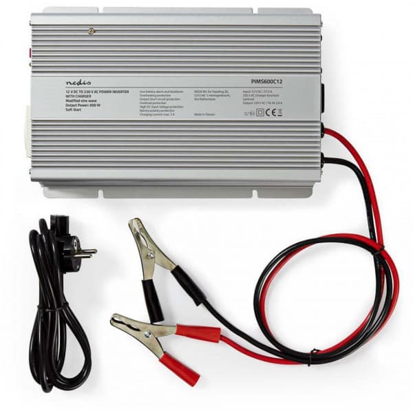 Nedis 600W invertteri 12V-230V laturitoiminnolla