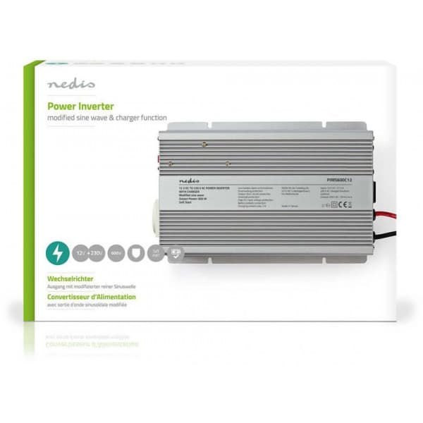 Nedis 600W invertteri 12V-230V laturitoiminnolla
