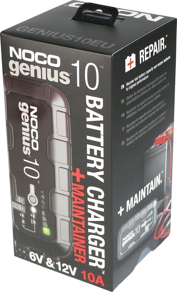 NOCO GENIUS10 EU 10A batterioplader til 6V/12V batterier med vedligeholdelses- og afsvovlingsfunktion