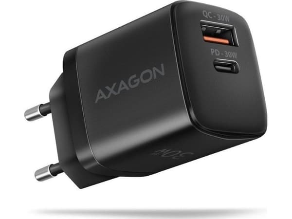 AXAGON ACU-PQ30 Laturi QC3.0, 4.0/AFC/FCP/PPS/Apple + PD USB-C, 30W - musta