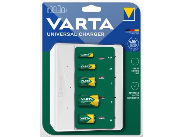 Varta Universal - 4,5 t batterilader - (for 4xAA/AAA/C/D, 1x9V) (24 pin USB-C)
