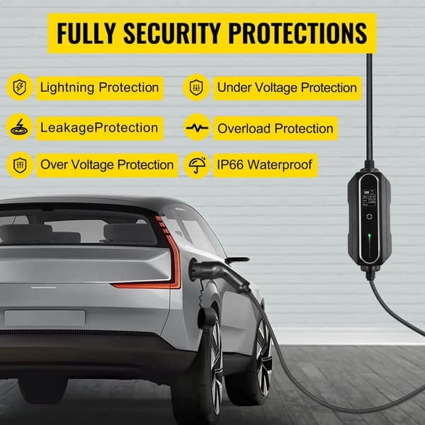 250V 7,4kW 32A Typ 2 bärbar elbilsladdare med CEE 3-stiftskontakt/7,5M-kabel, snabbare laddning, flerskiktsskydd, lätt att använda, hög kompatibilitet