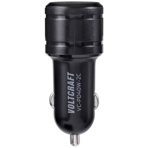 VOLTCRAFT VC-PD40W-2C USB-laddare 40 W 2x USB-C® Power Delivery Svart Personbil USB Power Delivery (USB-PD)