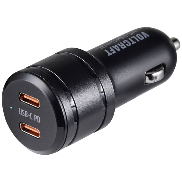 VOLTCRAFT VC-PD40W-2C USB-laddare 40 W 2x USB-C® Power Delivery Svart Personbil USB Power Delivery (USB-PD)