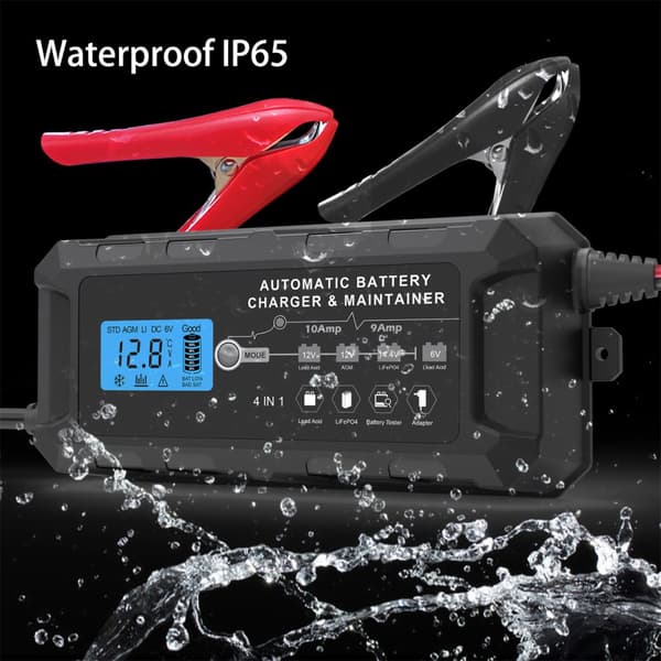 5-i-1 bilbatterioplader batterioplader Smart biloplader 12V LCD skærmoplader til blysyre
