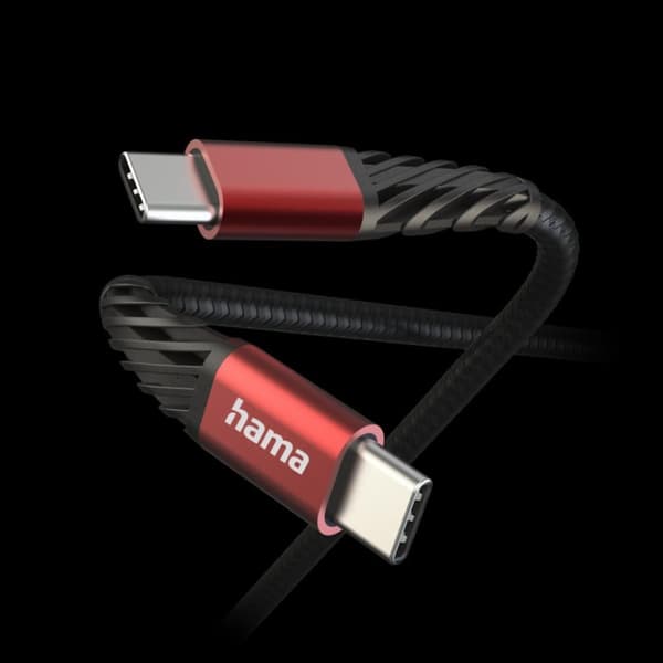 Hama Laddkabel Extreme USB-C - USB-C 1,5 M Nylon Svart/röd