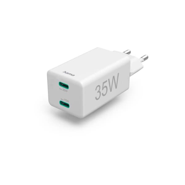 Hama Quick Charger 2x USB-C PD/Qualcomm&reg; Minilader 35 W Hvid Hvid