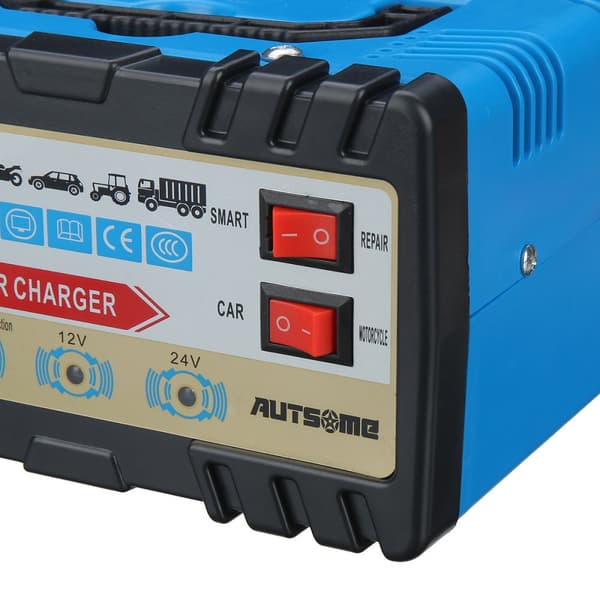 Batterioplader 12V 24V fuldautomatisk intelligent bil batterioplader