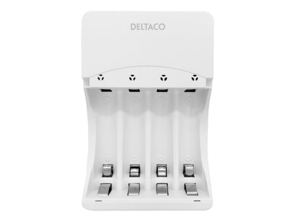 DELTACO Ultimate - Batterilader - (for 4xAA/AAA) - 4 x batterier lader - hvit