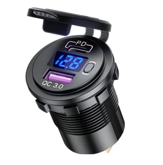 12V USB-portar, USB Laddare till bil, 48W + voltmätare