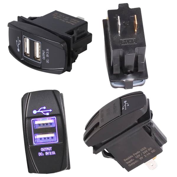 USB-laddare för motorcykel, båt, 2x USB, 3.1A, 12-24V, 1,5m