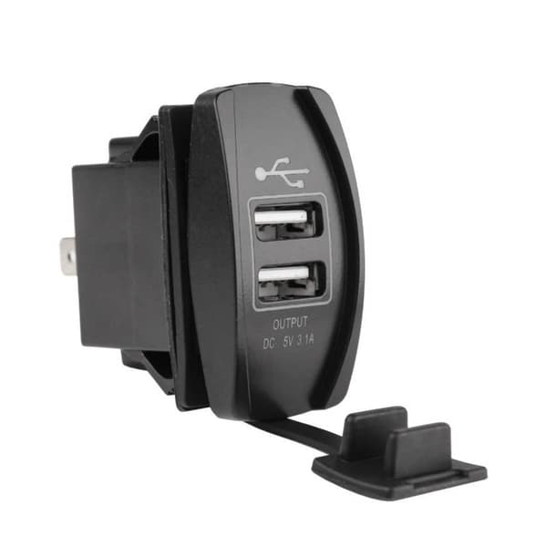 USB-laddare för motorcykel, båt, 2x USB, 3.1A, 12-24V, 1,5m