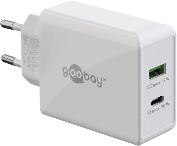 USB-C™ PD dubbel snabbladdare (30 W) vit