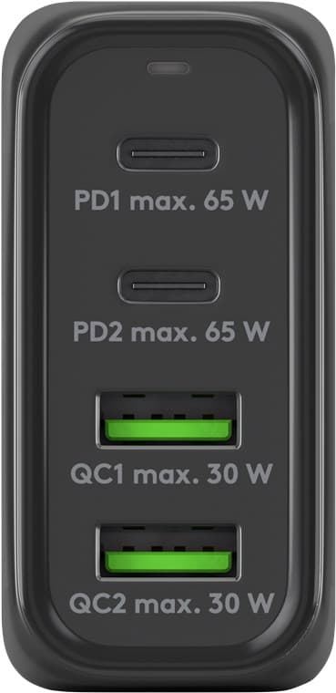 USB-C™ PD GaN moniporttinen pikalaturi (68 W) musta
