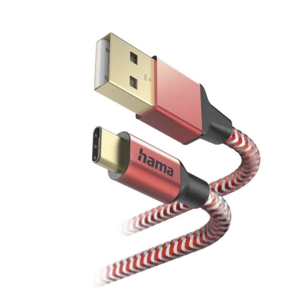 Hama Oplaad Kabel Reflekterende USB-A - USB-C 1,5 M Nylon Rood