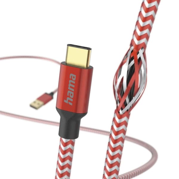 Hama Oplaad Kabel Reflekterende USB-A - USB-C 1,5 M Nylon Rood