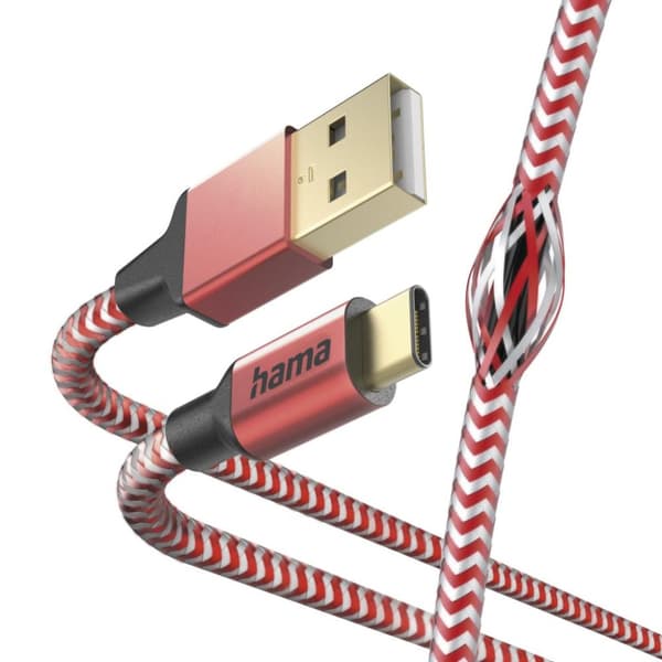 Hama Oplaad Kabel Reflekterende USB-A - USB-C 1,5 M Nylon Rood