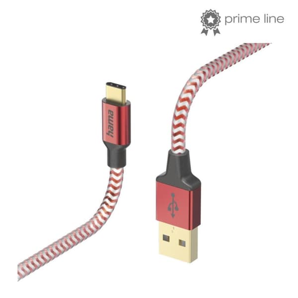 Hama Oplaad Kabel Reflekterende USB-A - USB-C 1,5 M Nylon Rood