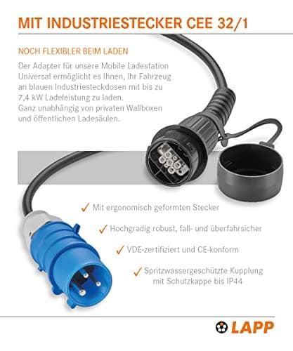 LAPP MOBILITY CEE universell laddningsadapter, upp till 7,4 kW, 1-fas (64704)