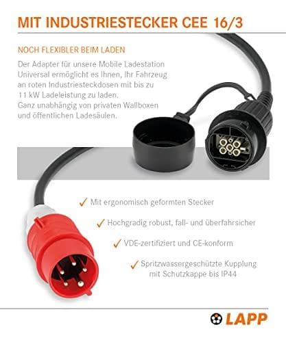 LAPP MOBILITY CEE universell laddningsadapter, upp till 11 kW, 3-fas (64705)