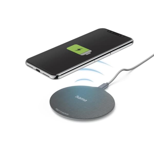 Hama Trådløs Oplader QI-FC10 Metal 10 W Draadl. Smartphone oploadpad Z/w