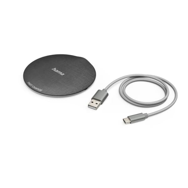 Hama Trådløs Oplader QI-FC10 Metal 10 W Draadl. Smartphone oploadpad Z/w Sort, Sølv