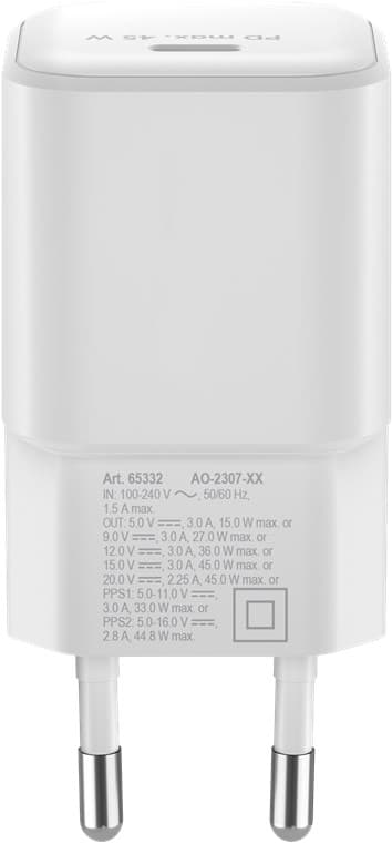 USB-C™ PD GaN -pikalaturi Nano (45 W) valkoinen