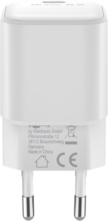 USB-C™ PD GaN -pikalaturi Nano (45 W) valkoinen