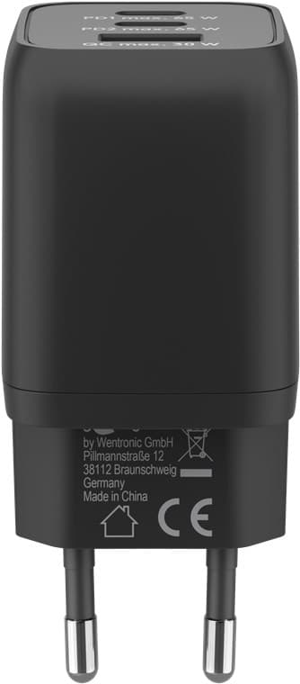 USB-C™ PD GaN multiport hurtiglader Nano (65 W) svart