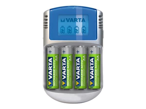 Varta LCD Charger - 2-4 t batterilader - (for 4xAA/AAA) + AC-strømadapter + bilstrømadapter - 4 x batterier lader - 1400 mA