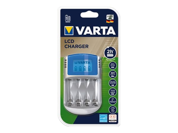 Varta LCD Charger - 2-4 t batterilader - (for 4xAA/AAA) + AC-strømadapter + bilstrømadapter - 4 x batterier lader - 1400 mA