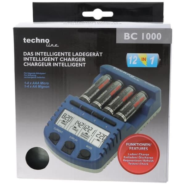 BC1000 snabbladdare med LCD-display, urladdningsfunktion, uppladdningsbart batteri