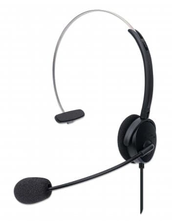 MANHATTAN Mono USB-kuulokkeet, ympyrämuotoilu (Over-Ear), yksipuolinen korvakuppi, langallinen, USB-A-liitin, integroitu äänenvoimakkuuden säätö, sääd