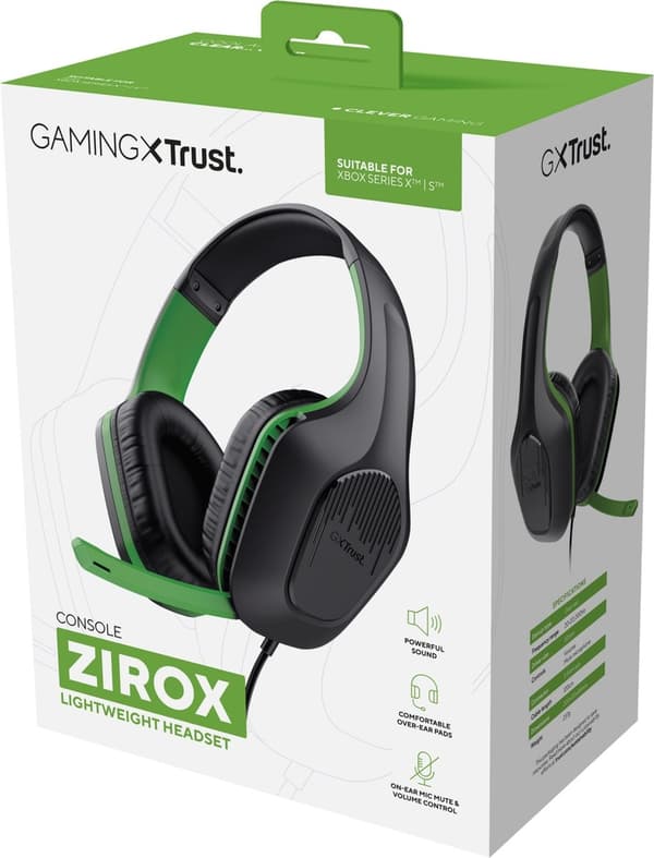 Trust GXT 415X Zirox - Wired Gaming Headset - Velegnet til Xbox - Stereo - Grøn